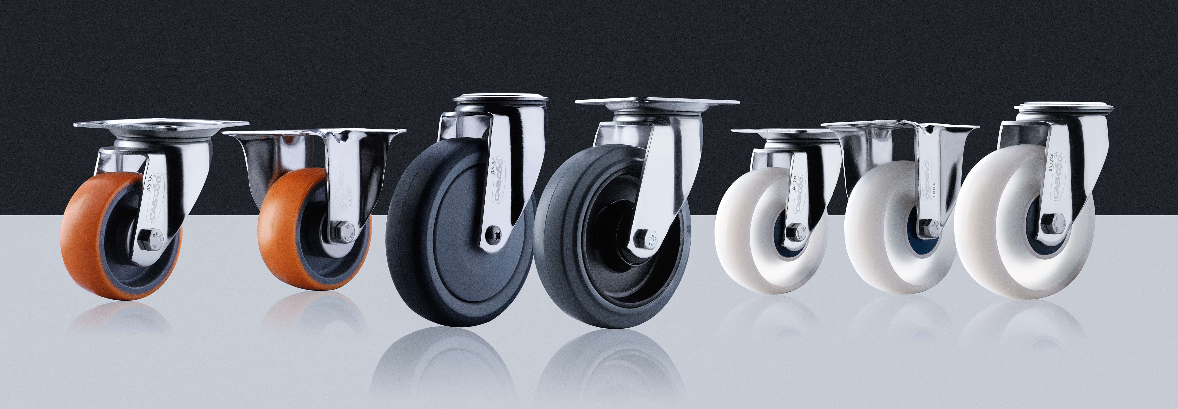 udvalg af transporthjul og industrihjul